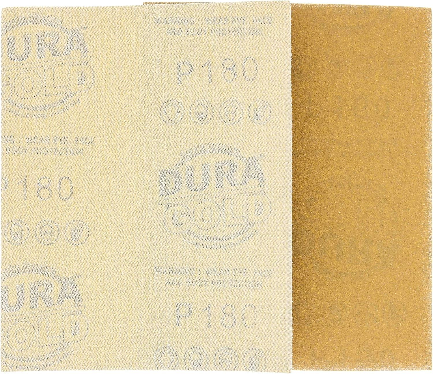 1/4 Sheet 180 Grit Sandpaper Gold Hook & Loop 4.5×5.5in for Palm Sander 25pcs