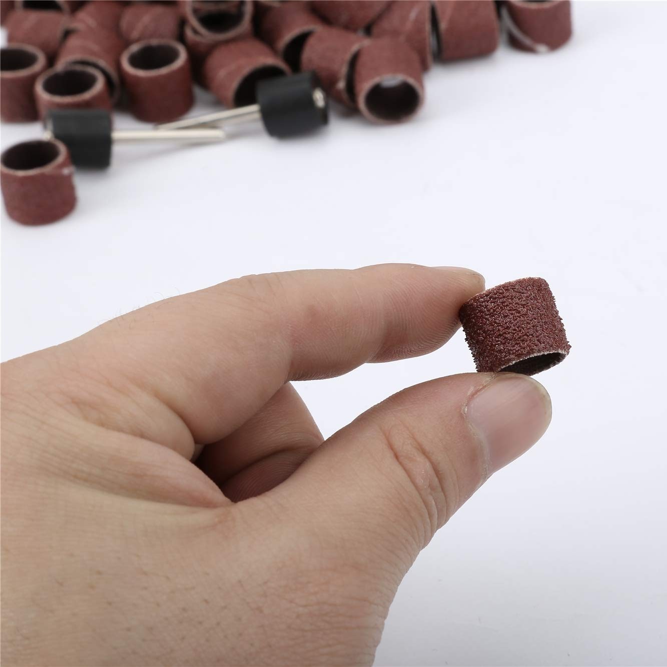 Dophee 100Pcs Sanding Drum 1/2(inch) 80 Grit Sand Bands Shank 12.5mm x 3.17mm