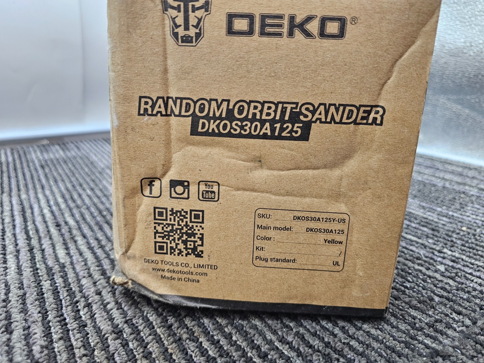 Deko DKOS30A125 300W Orbital Sander Sanding 14000RPM Sandpaper 125mm 2.5A 60Hz