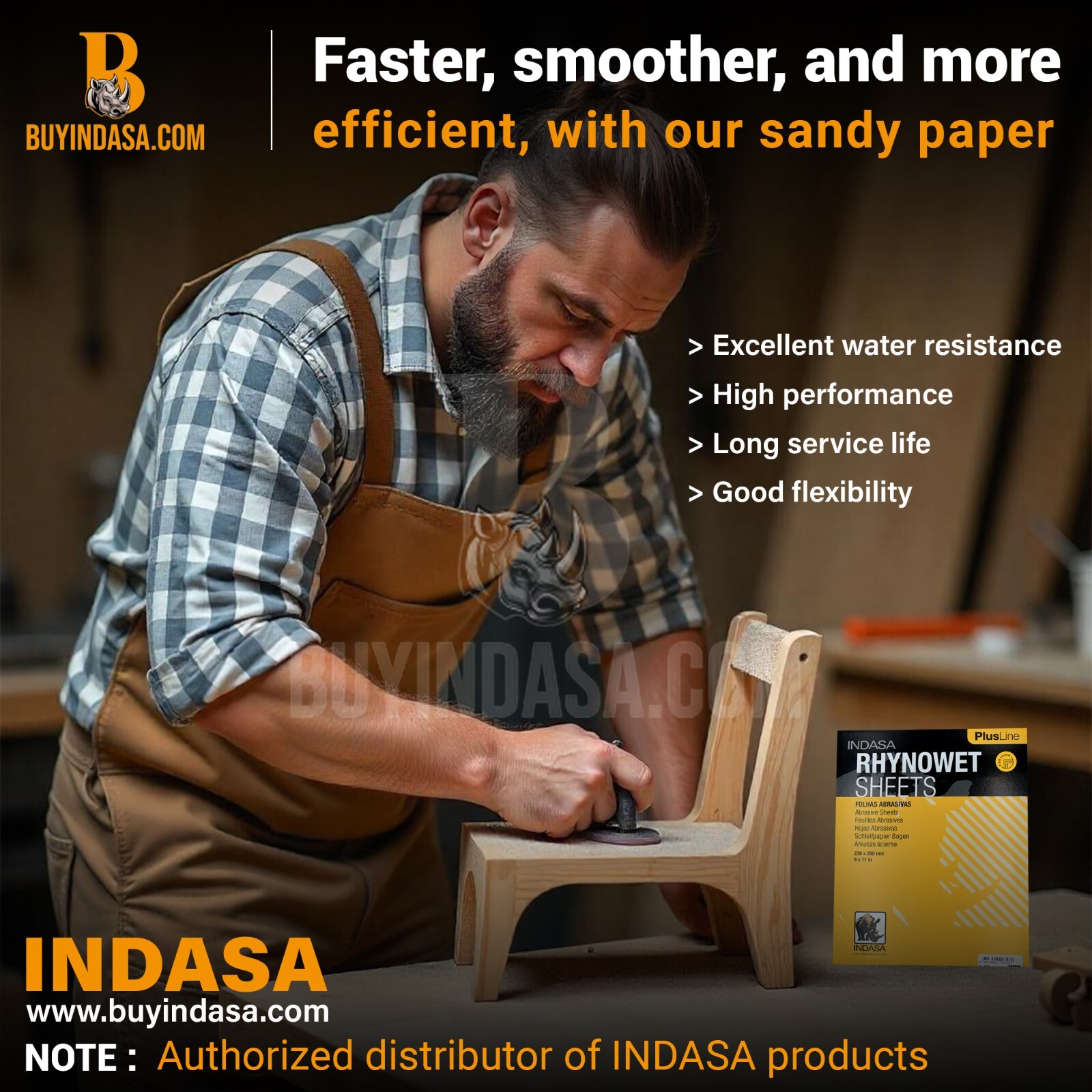 Indasa 50 PCS 9×11” Rhynowet Wet & Dry Sandpaper Sheets, 80-2500 Grit Range