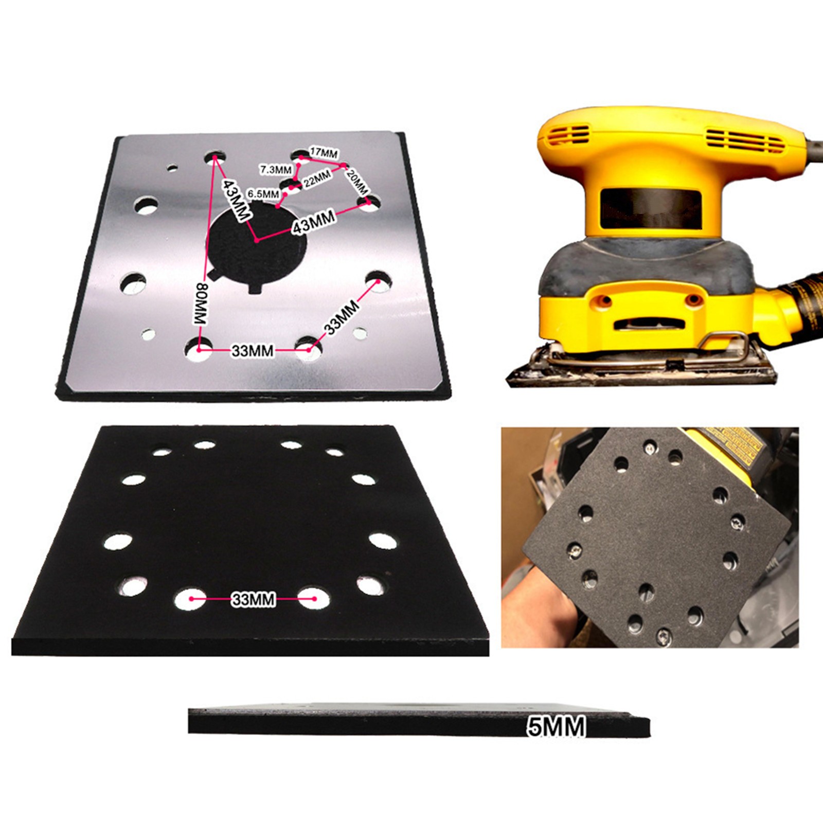 For Dewalt DW411 BD5000 2PCS 1/4″ Square Sander Disc Pad and Backing Plate