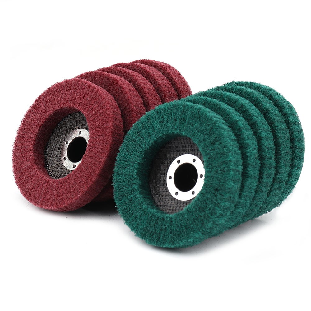 10pcs Nylon Fiber Flap Polishing Wheel Non-woven Grinding Disc For Angle Grinder