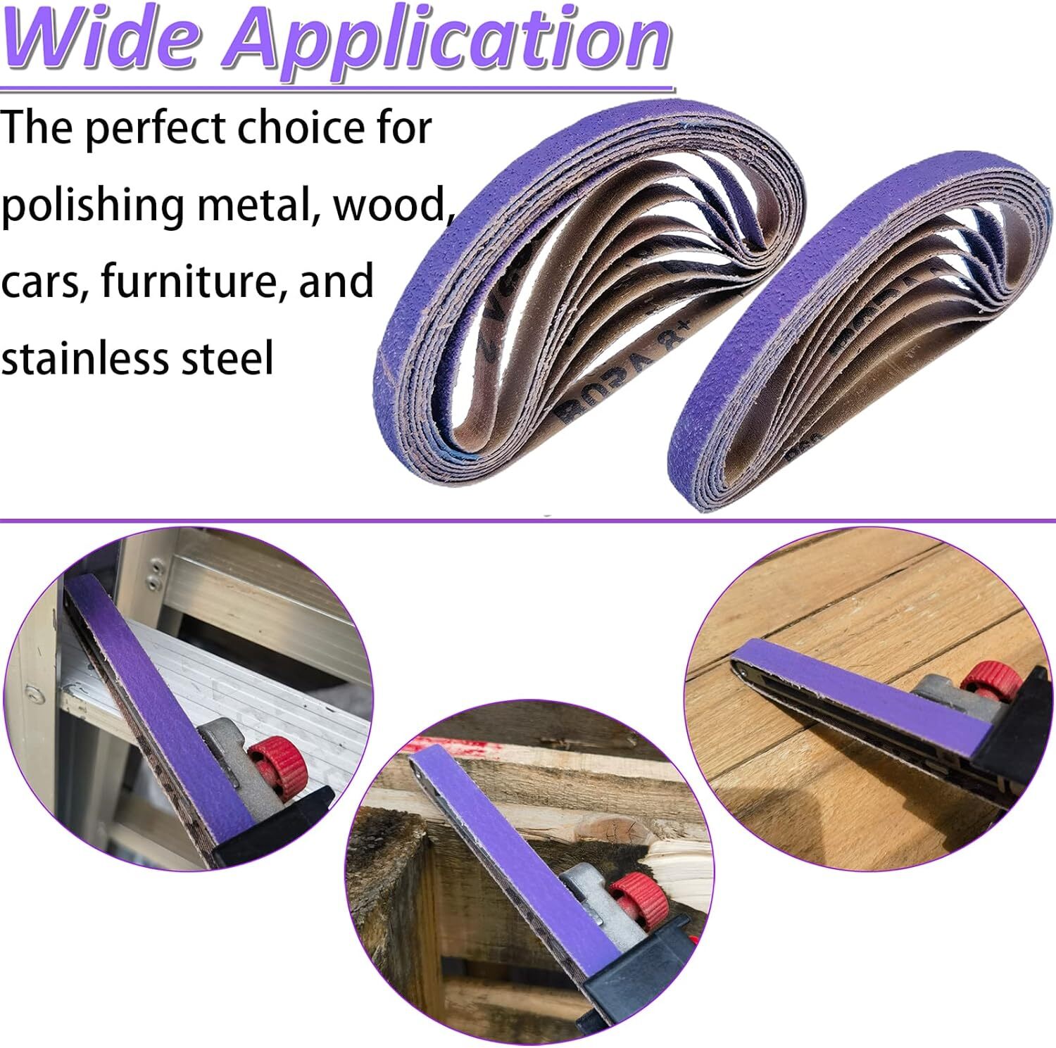 SATC Purple File Sanding Belt Abrasive 1/2 in x 18 IN- Pack of 20 – GRIT 60
