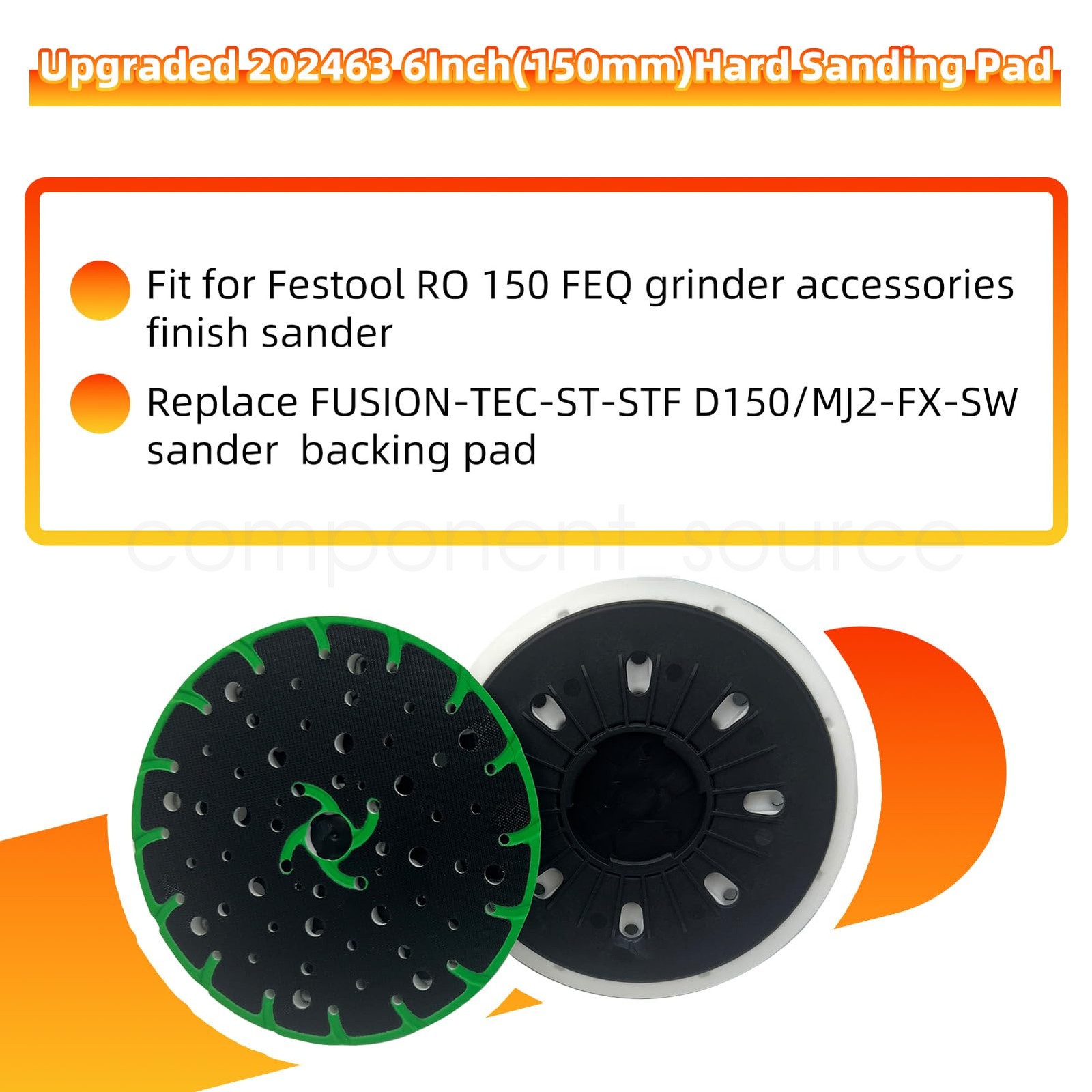 Upgraded 6-Inch 150mm Hard Sanding Pad for Use with RO 150 Model #202463