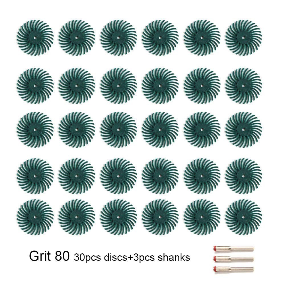 FPPO 30pcs 1 Inch Radial Bristle Disc Kit with 1/8″ 3 mm Shank for Rotary Too…