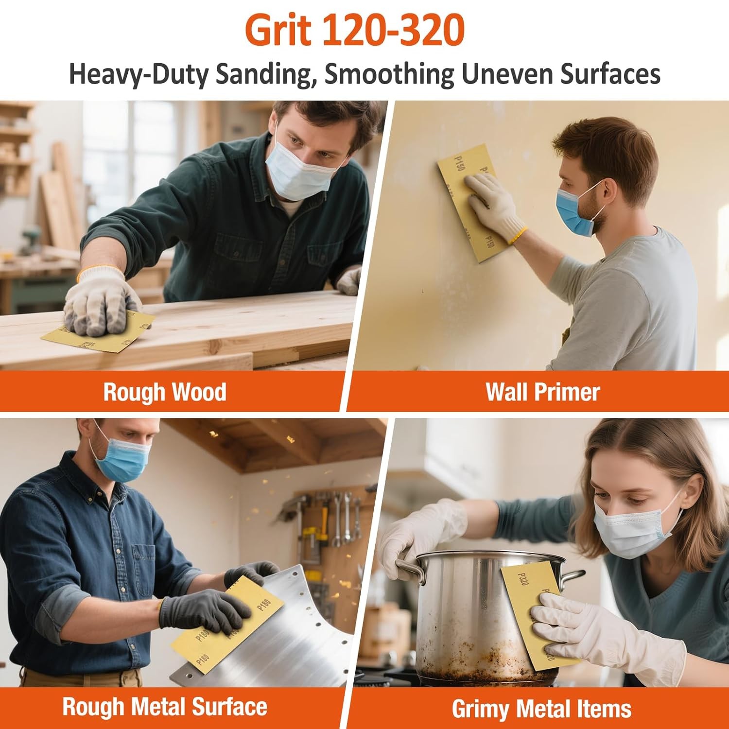 Sand Paper Assortment, 52 Sheets Assorted Grits 120/150/180/240/320/400/600/800/