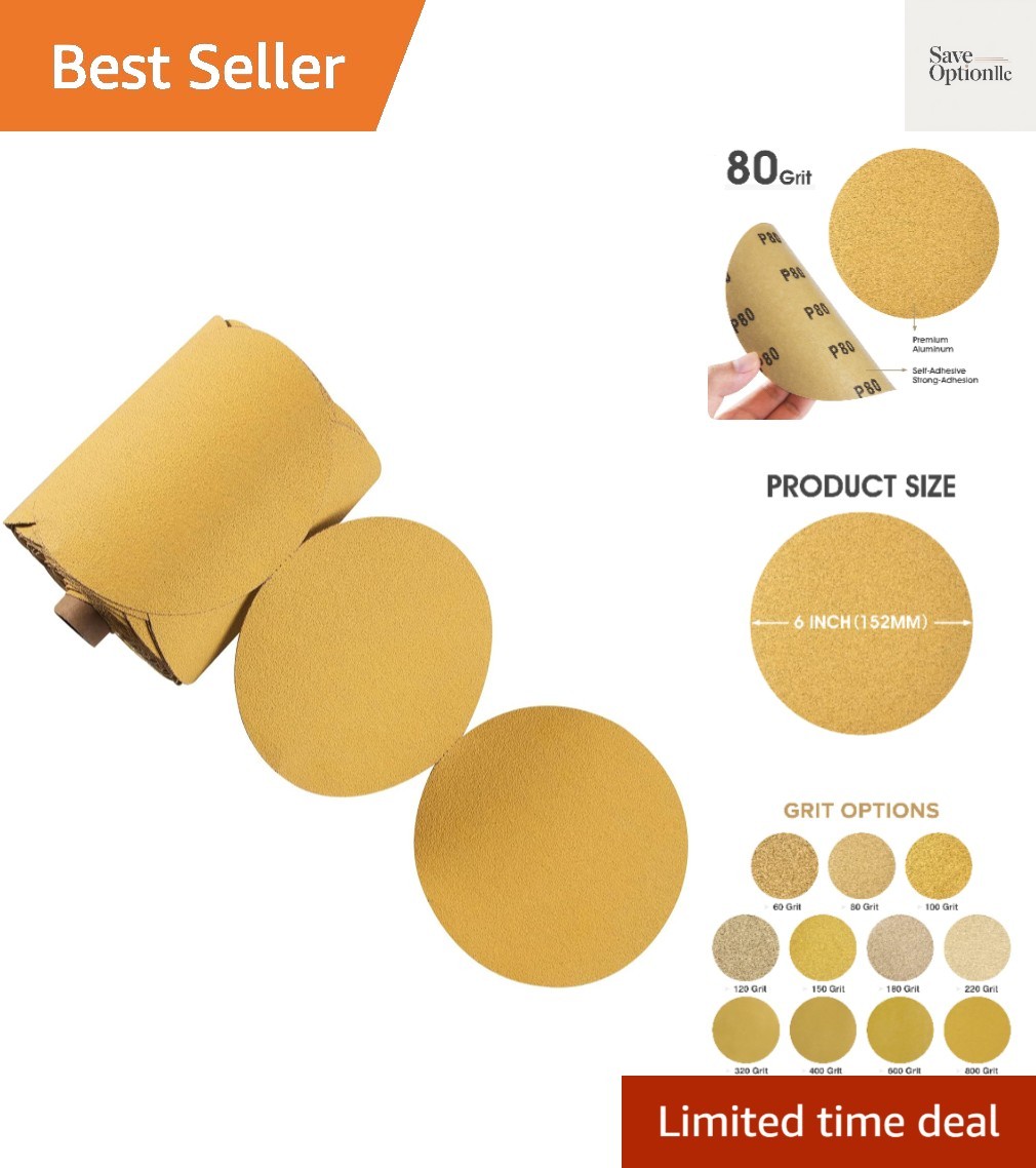 100 PCS 6 Inch PSA Sanding Discs 80 Grit Self Adhesive Sandpaper | Adhesive B…