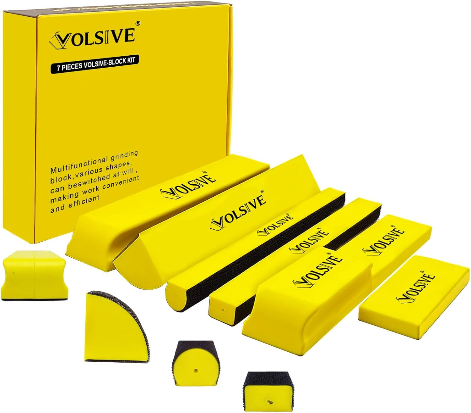 Hand Sanding Block Set of 7,PSA Base Auto Body Sanding Block Kit with Long Panel