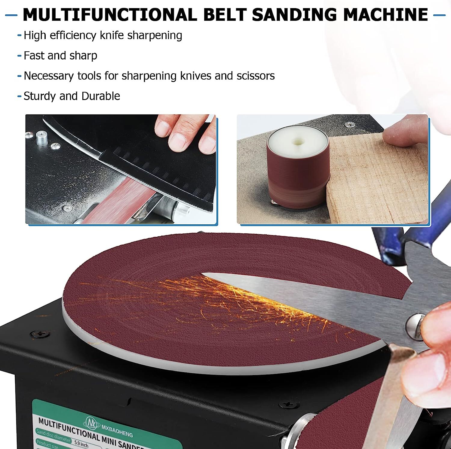 Electric Disc Mini Belt Sander with 10 Belts and Sanding Papers Sharpener Bench
