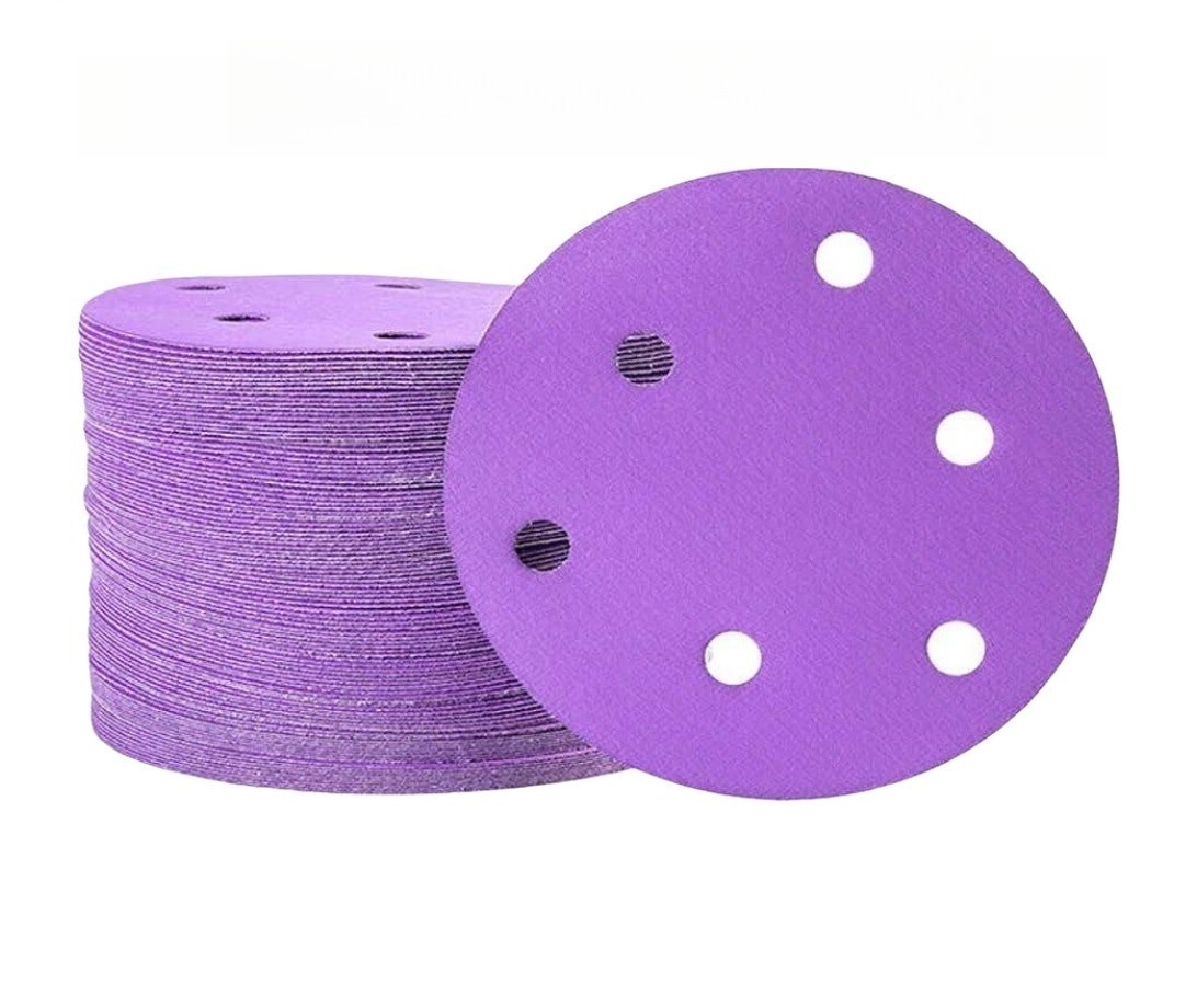 SATC 100PCS 6″(150mm) Purple Ceramic Sanding Discs P600 with Hook&Loop for Metal