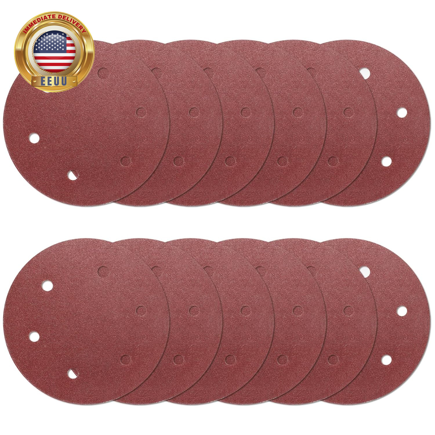 12PCS 9 Inch Sanding Discs 60 Grit, 6 Hole Hook and Loop Sandpaper, round Sandin
