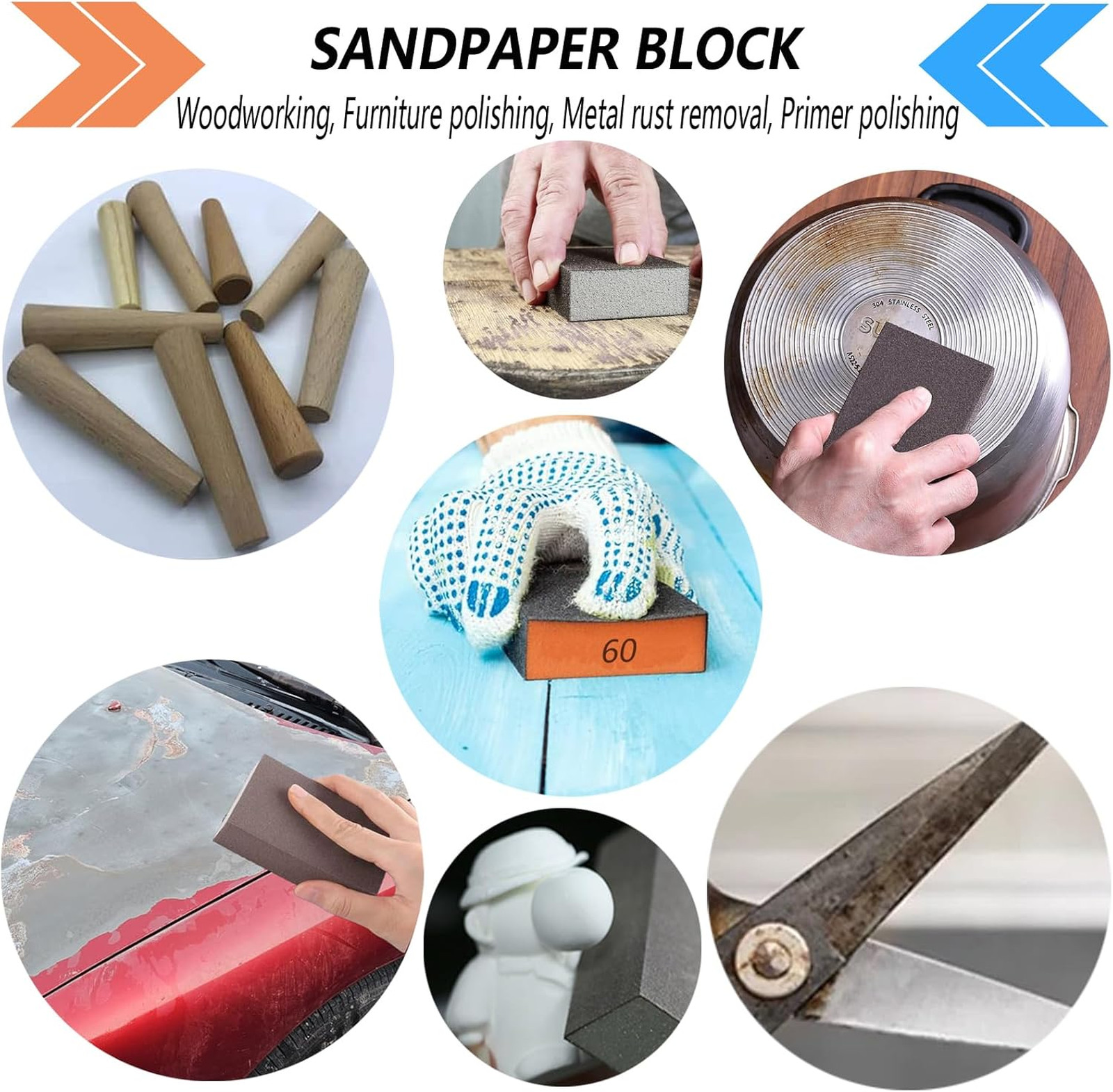 Sanding Sponges Pack of 10 Multi-Grit Versatile Washable Reusable Hand Tool for