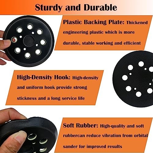 2 Pack 5 Inch 8 Hole Hook and Loop Sander Pad for Ridgid R2600, R2601 5″