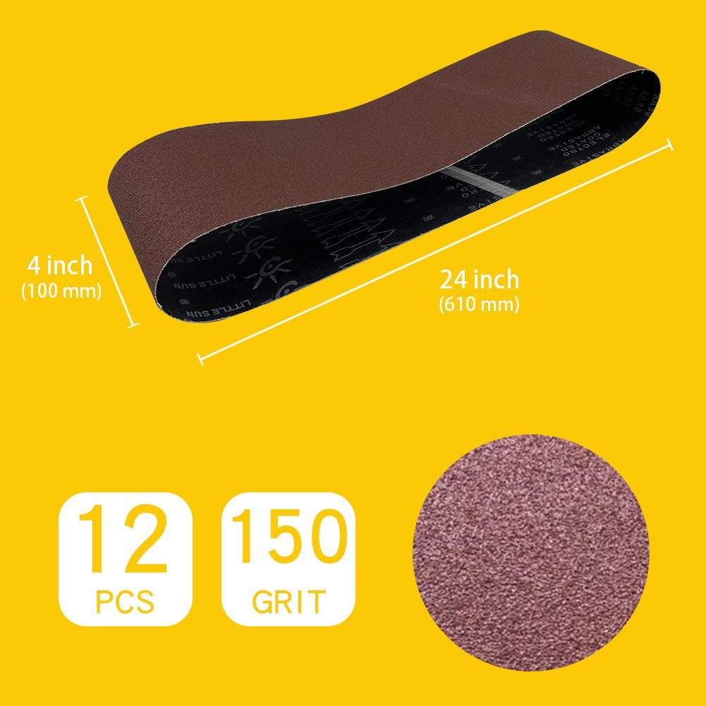 4 x 24 Inch 150 Grit Sanding Belt | Premium Aluminum Oxide Sanding Belt | Pre…