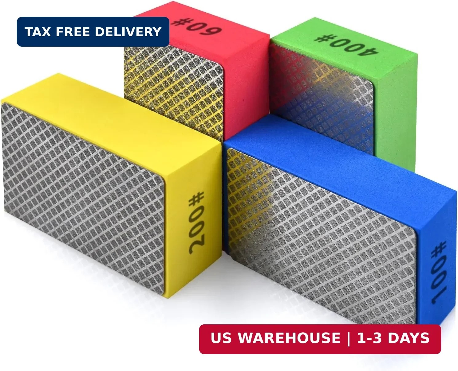 4pcs Diamond Hand Polishing Pads for Ceramic Tile Glass Grinding,Sanding Blocks