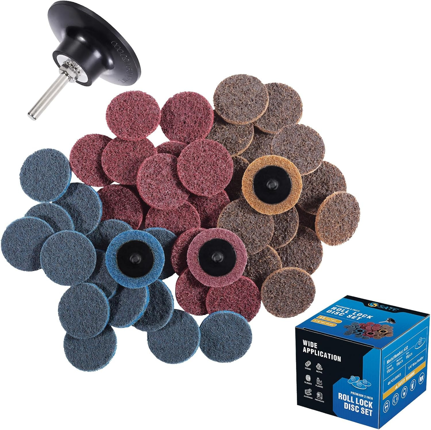 46PCS Sanding Discs 2 Inch Roll Lock Quick Change Discs 1Pcs 1/4” Holder Sur…
