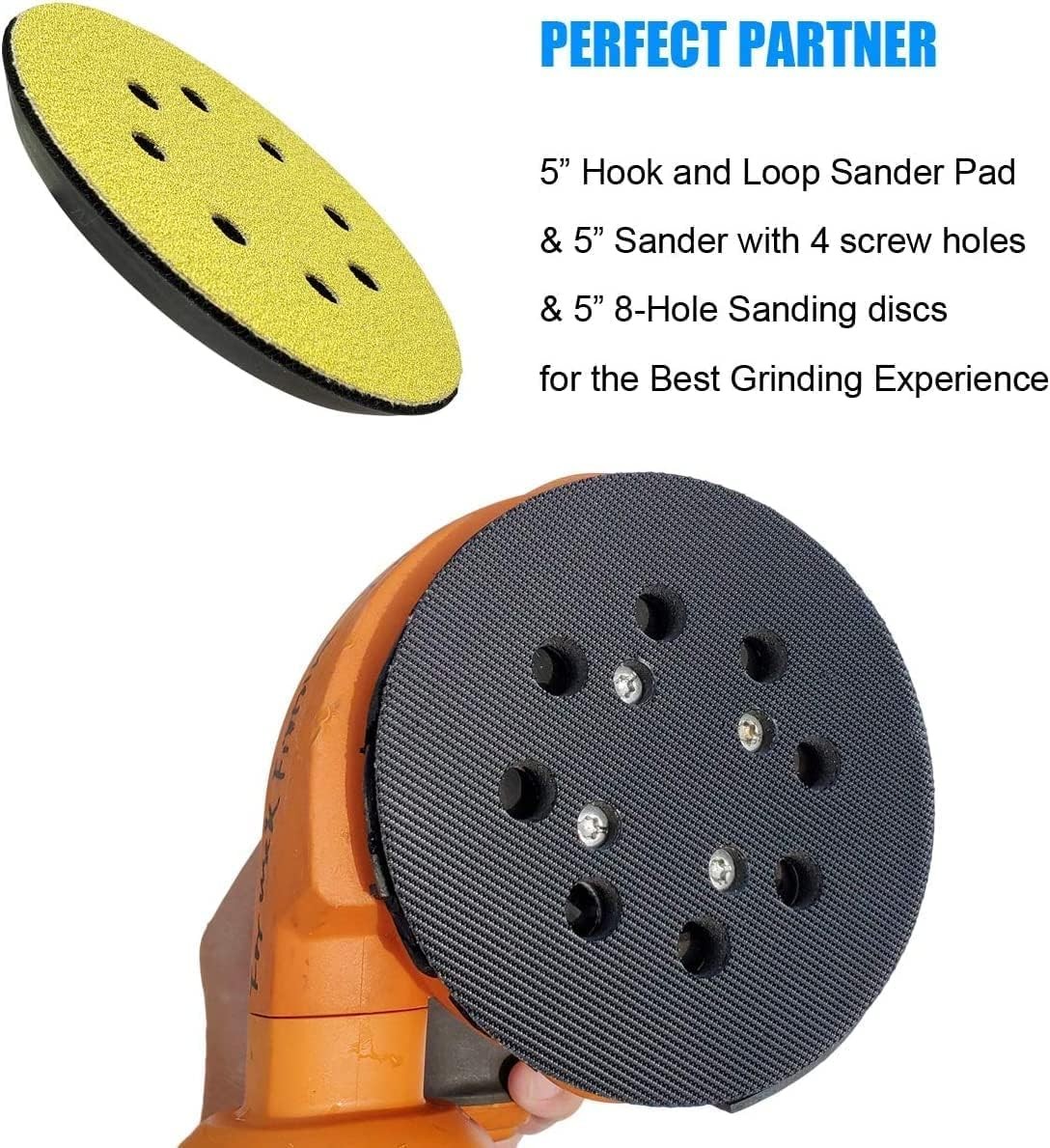 2 Pack 5 Inch 8 Hole Hook and Loop Sander Pad for Ridgid R2600, R2601 5″ Rand…