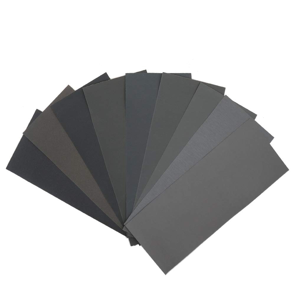 45Pcs Wet Dry Sandpaper, 400/600/ 800/1000/ 1200/1500/ 9*3.6inch, grey