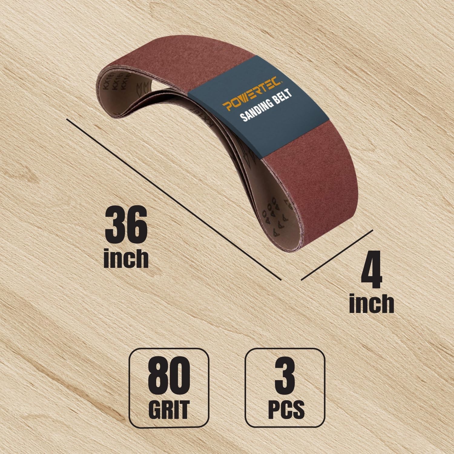 Open Coat 80 Grit Sanding Belts – 3PK, 4 x 36 Inch for Efficient Stripping