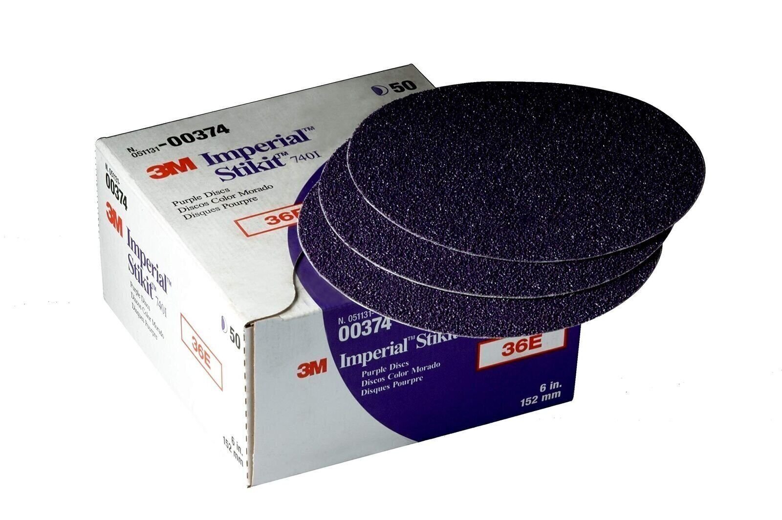 3M Imperial Stikit Disc, 00374, 6 in, 36E, 50 discs per carton