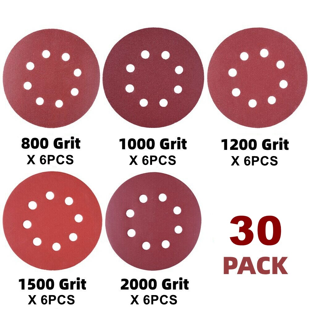 5inch Sanding Discs 800-2000 Grit Hook Loop 8-Hole Orbital Sander Pad Sandpaper