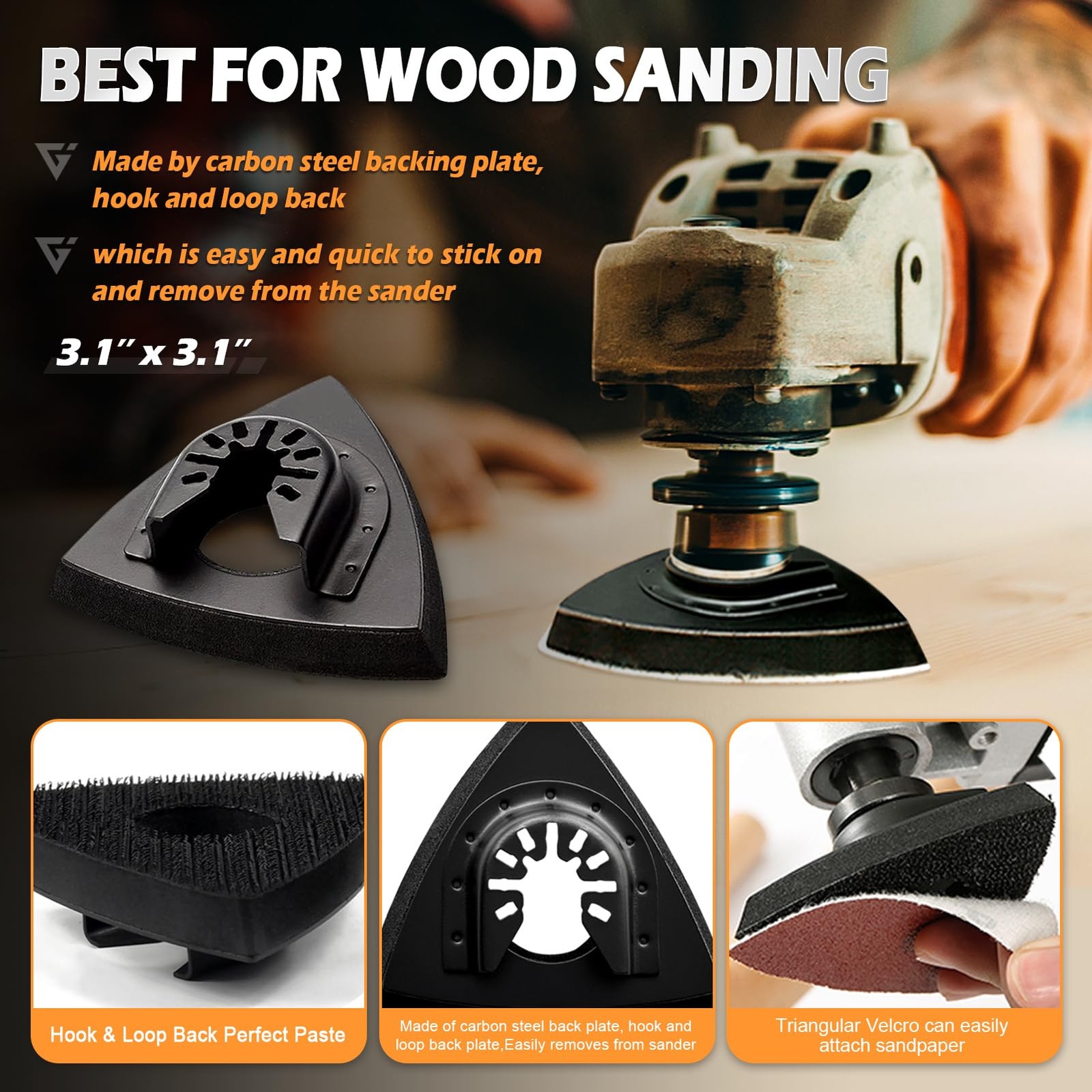 104Pcs Oscillating Tool Detail Sanding Pads Kit 2Pcs Triangle Sanding Pads an…