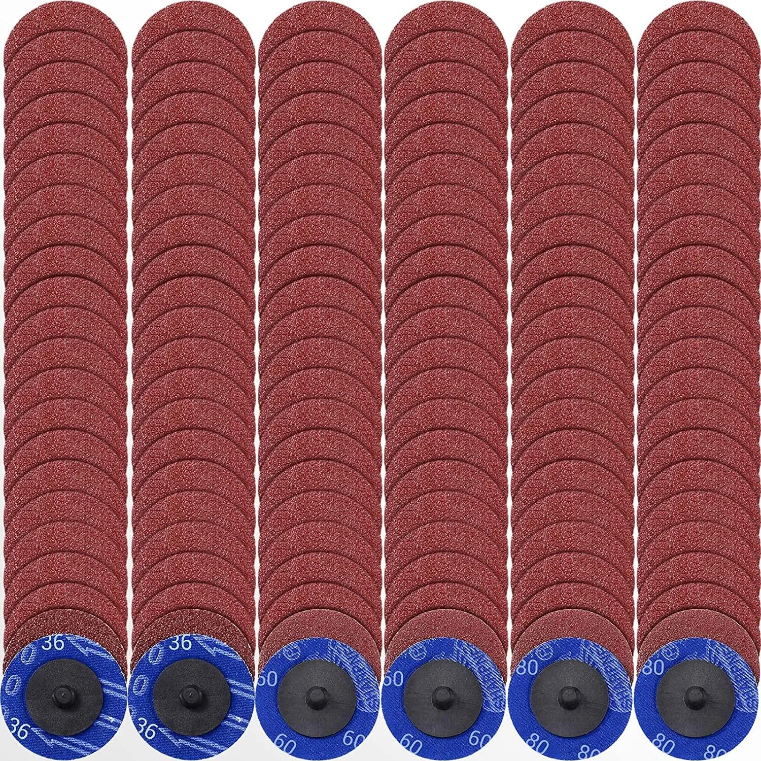 50PCS 2 inc 36 Grit Aluminum Oxide Quick Change Die Grinder R-Type Sanding Disc