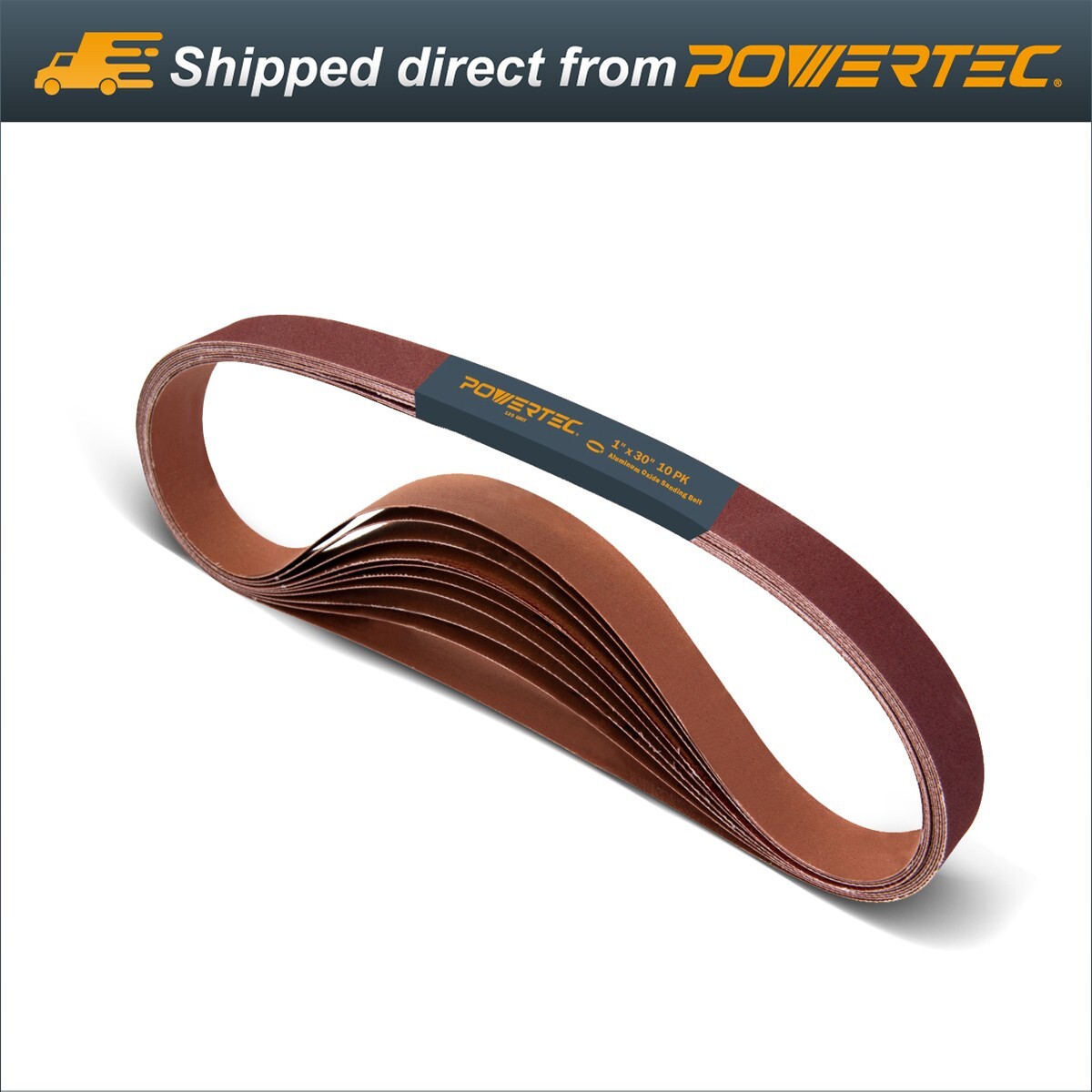 POWERTEC 1 x 30″ Sanding Belt 120 Grit 10pcs Aluminum Oxide Sandpaper Belts 10PK