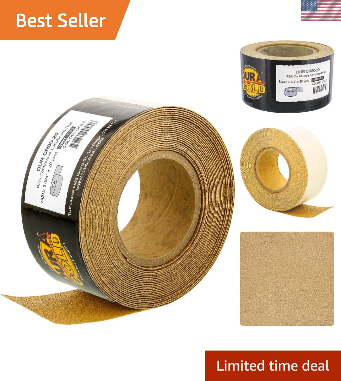 Versatile 80 Grit Longboard Sandpaper Roll – 20 Yards, Precision Smoothing Tool