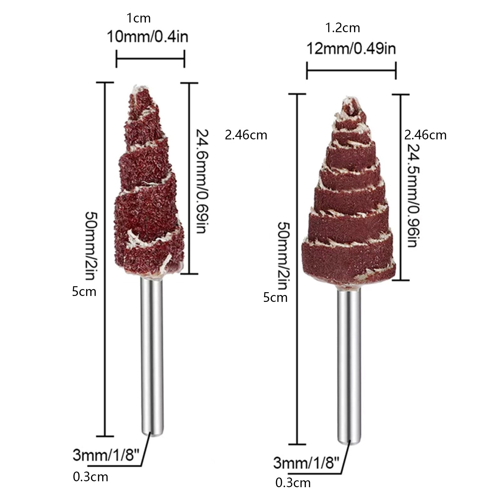 60X Cone Shape Abrasive Flap Wheel (10mm&12mm) For Deburring Sanding Polishing