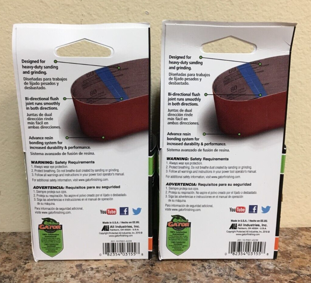 Gator 3155 3 in. X 24 in. Sanding Belts 120 Grit Fine 2 Pks of 2 Pcs