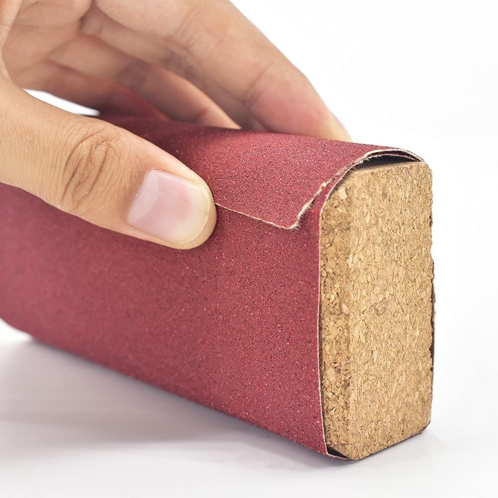 3-Pack Cork Sanding Blocks Hand Tool Beveled Edge Flat Curved Woodworking Auto