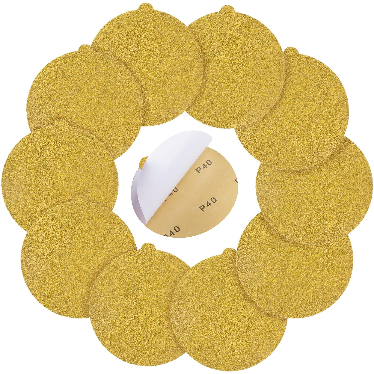 50 PCS 6 Inch Sanding Discs 40 Grit Self Adhesive Sticky-Back Sandpaper for DA