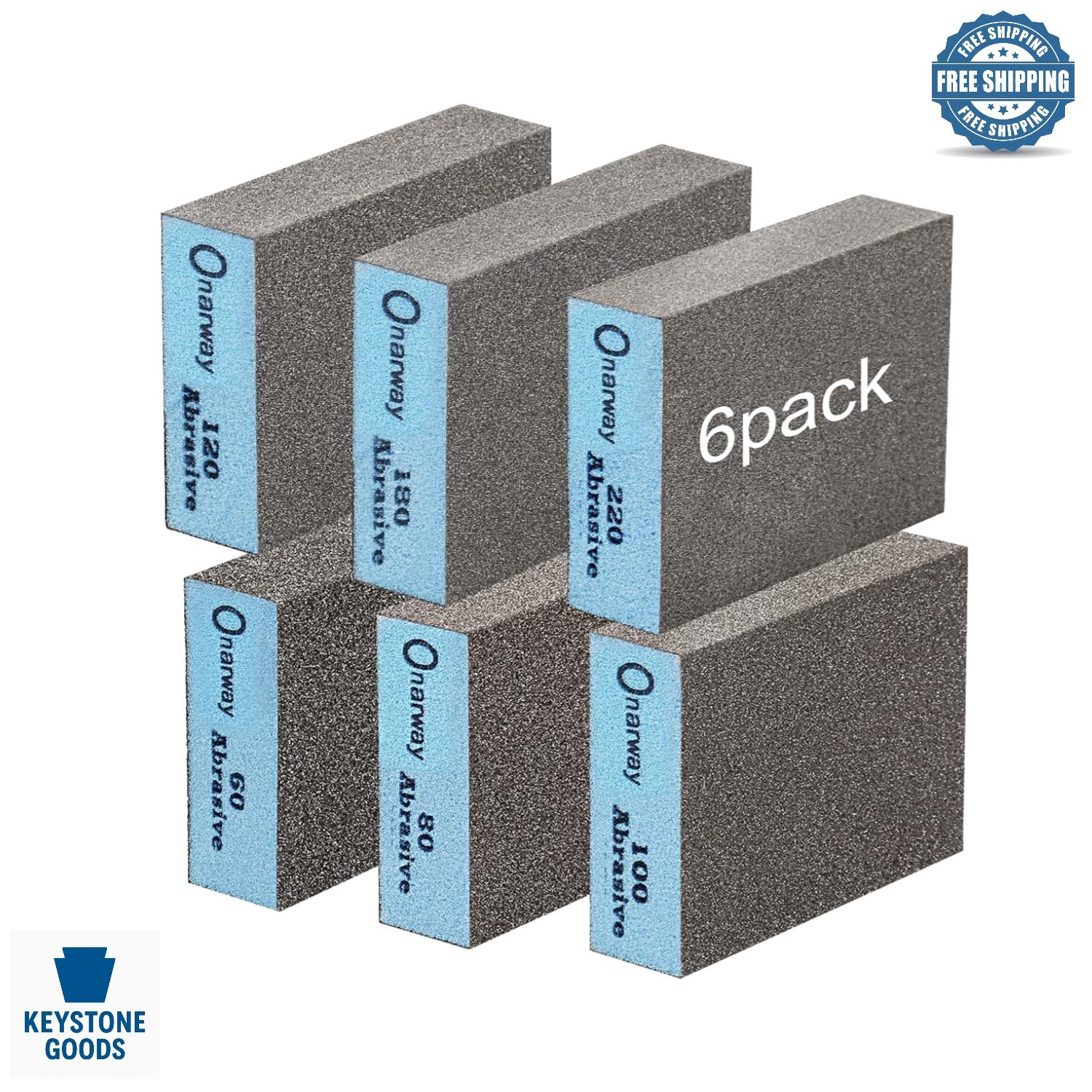 6-Piece Wet & Dry Sanding Block Kit – Assorted Grits for Wood, Metal & Furniture