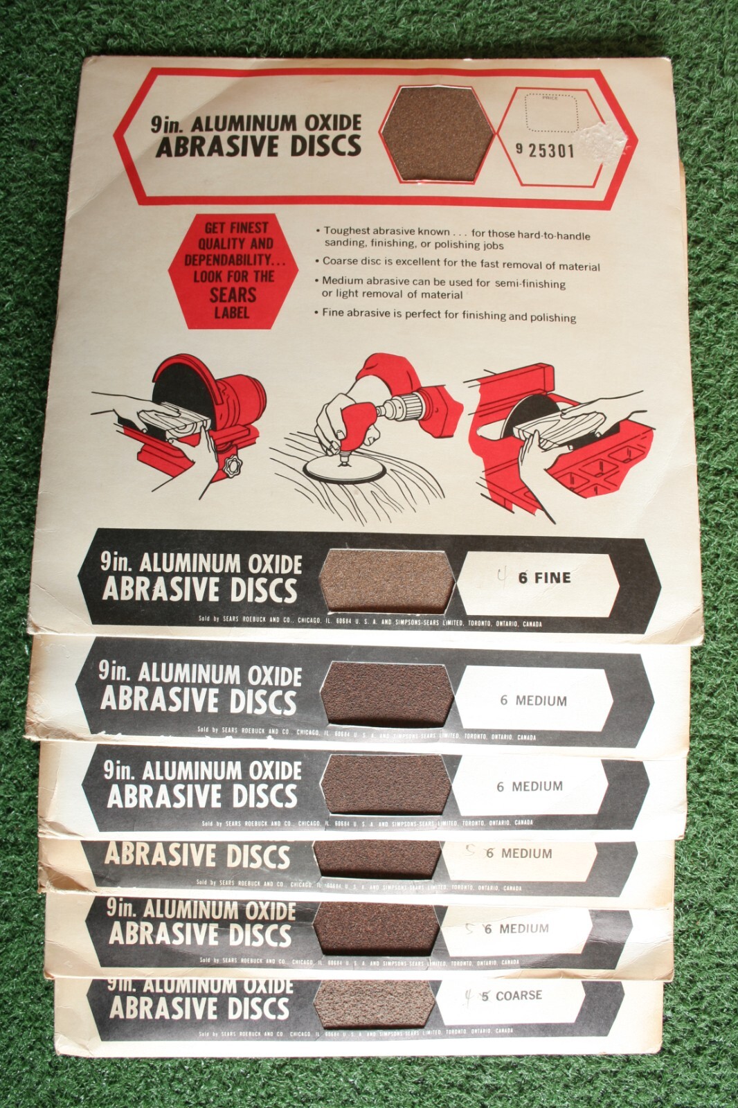 30x Lot SEARS ROEBUCK & CO. Aluminum Oxide 9″ Abrasive Sanding Discs 40-100 Grit