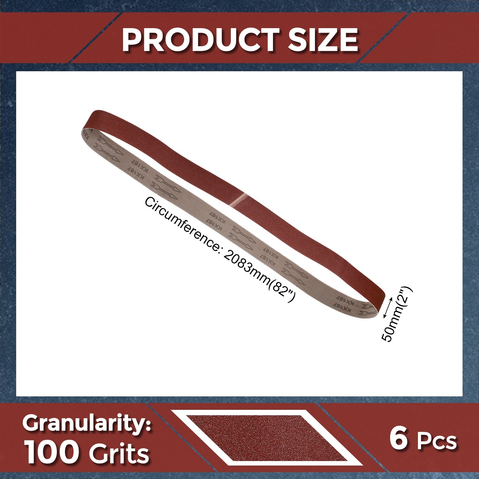 6 Pcs Sanding Belts 2 x 82 Inch 100 Grit Aluminum Oxide Abrasive Sandpaper
