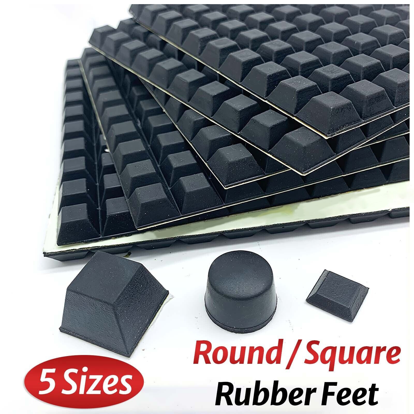 Black Rubber Feet Self-Adhesive Bumper Furniture Table Pads Size Square/Round