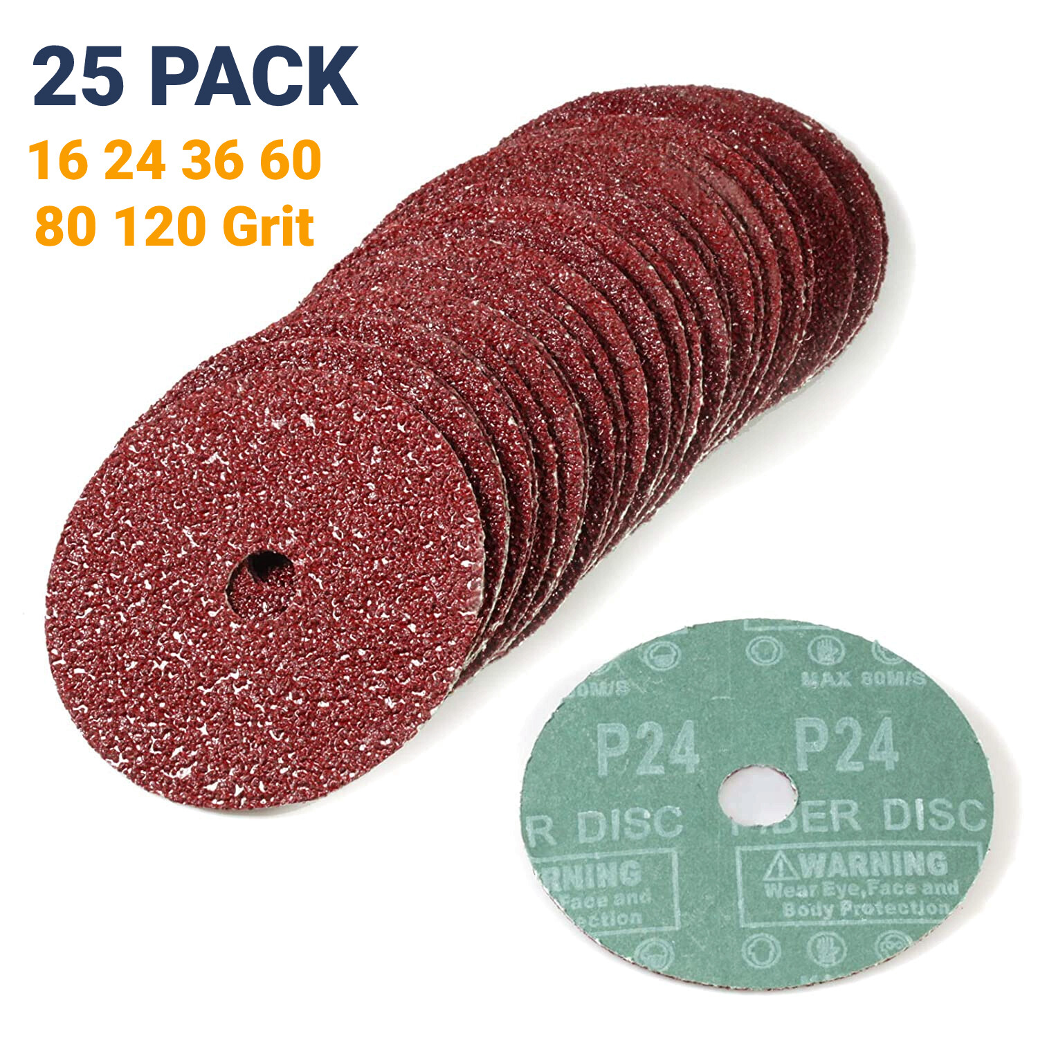 4.5″ Fiber Disc 24 36 60 80 120 Grit Grinding Wheels Sanding Discs Rotary Sander