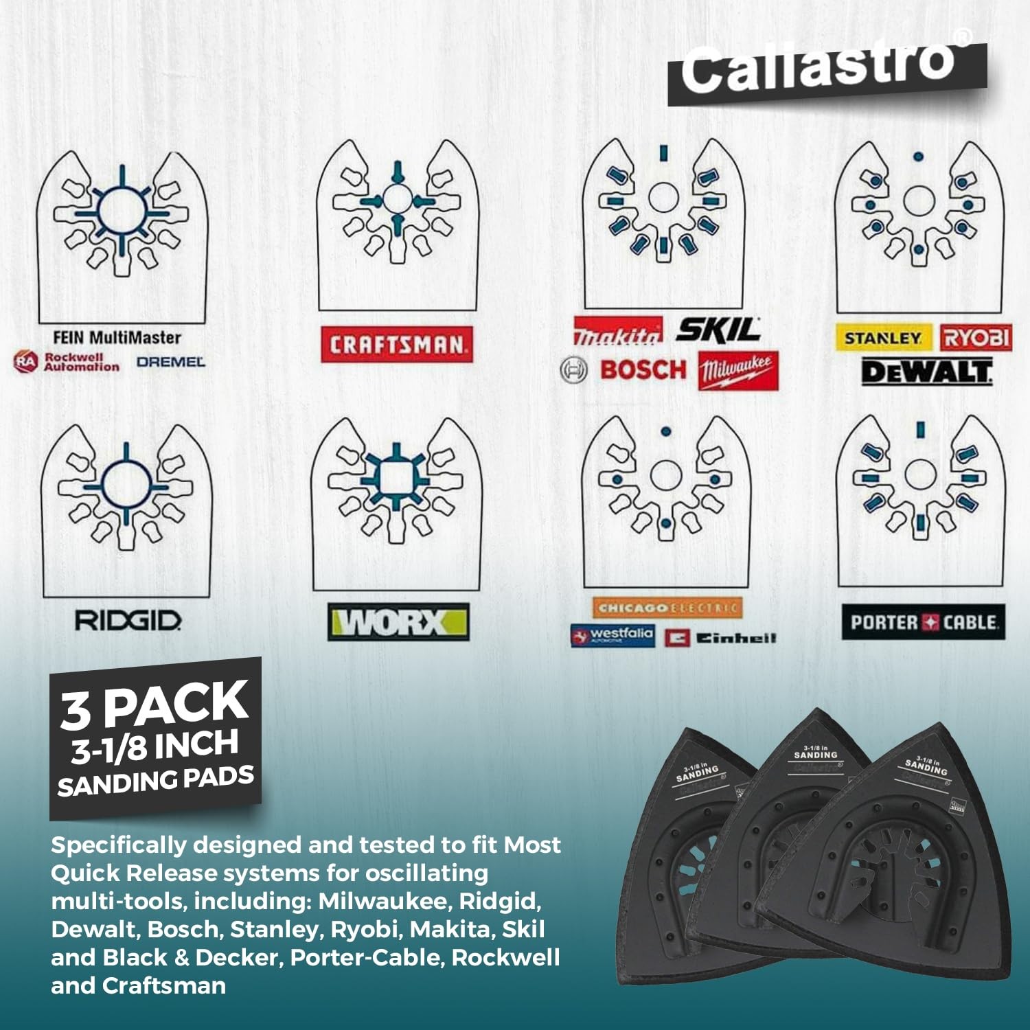 Triangle Sanding Pads for Oscillating Multitool with Universal Quick-Release…