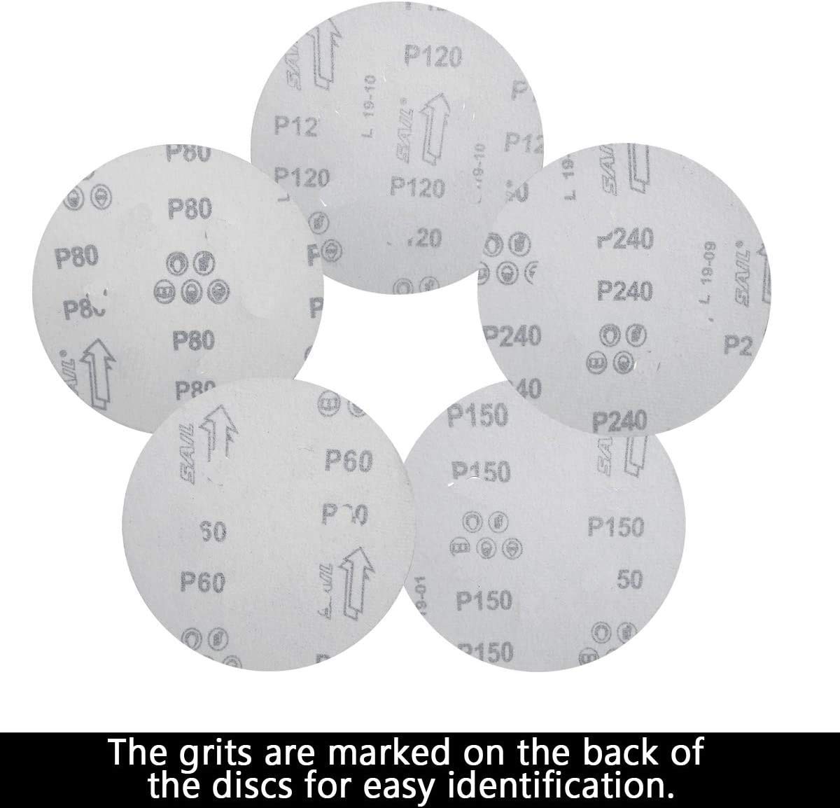 100 PCS 6 Inch Hook and Loop Sanding Disc Set 60 80 120 240 400 Grit Sanding