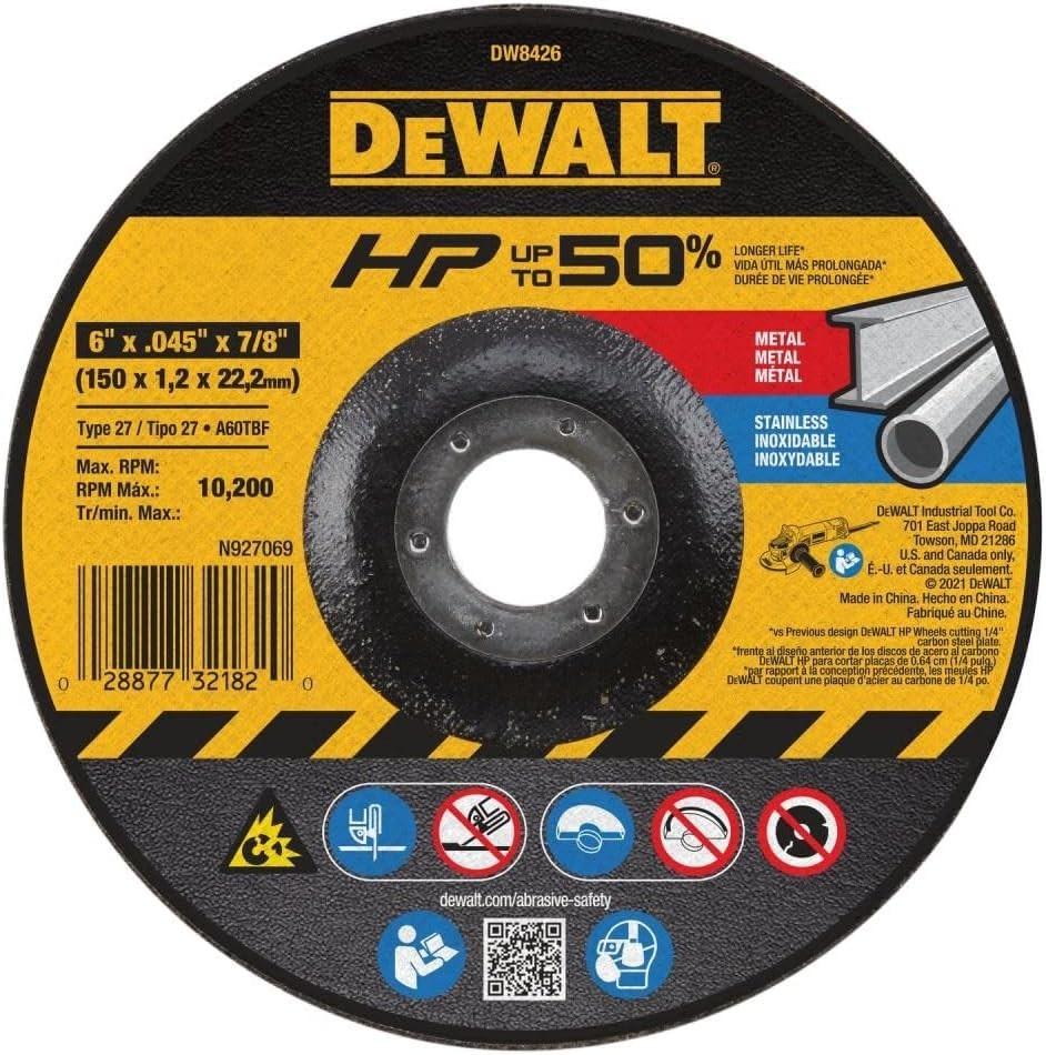 DEWALT Cutting Wheel 6 in. x .040 in. x 7/8 in. 60 Tooth (DW8725).