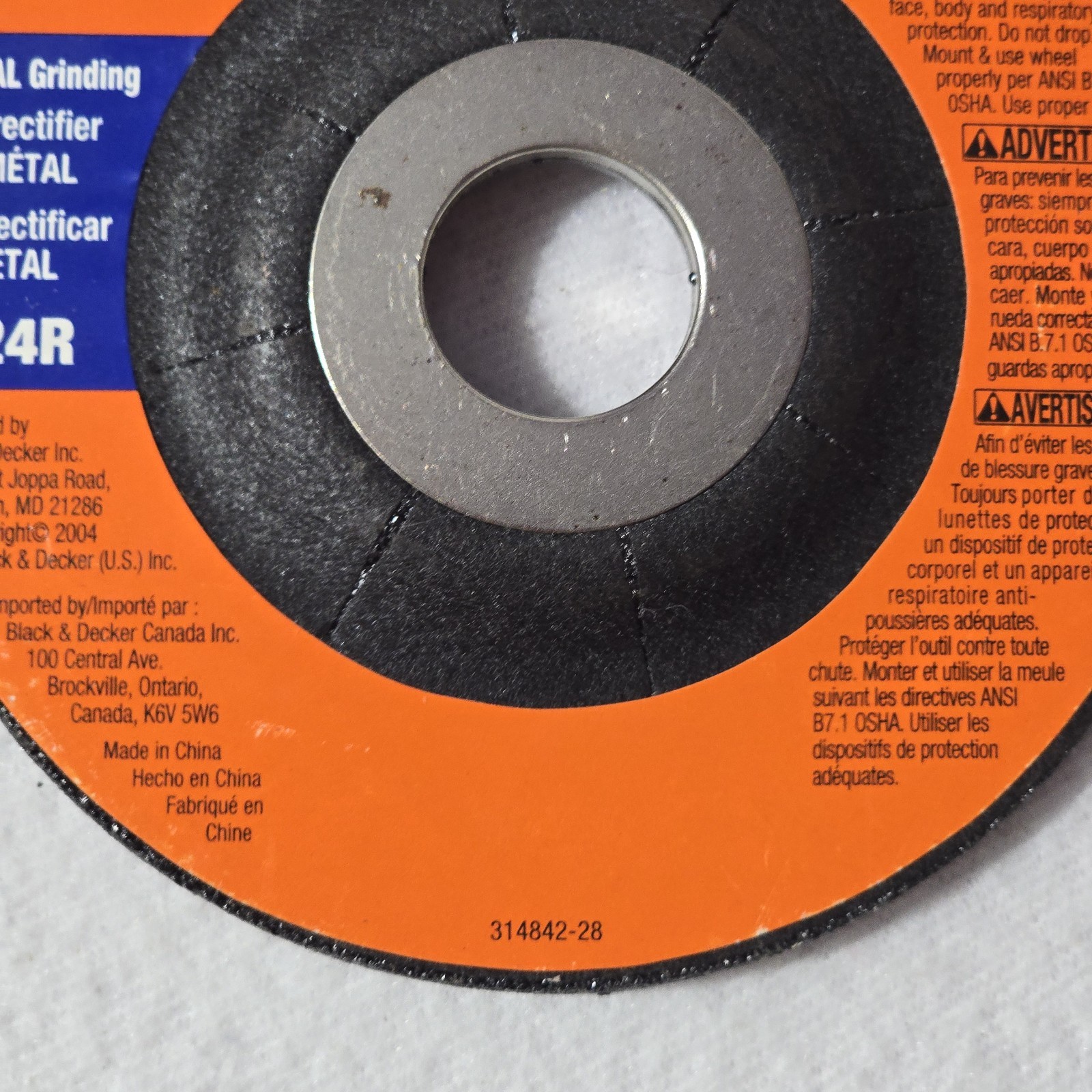 BLACK+DECKER Type 27 Metal Grinding Wheel 4-1/2in x 1/4in x 7/8in A24R 3pk