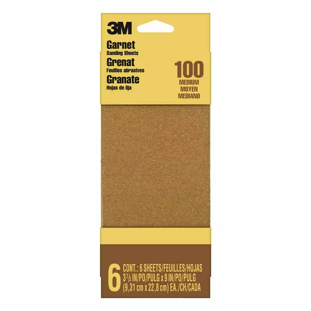 Garnet 3.7 In. X 9 In. Medium 100-Grit Sheet Sandpaper (6-Sheets/Pack)
