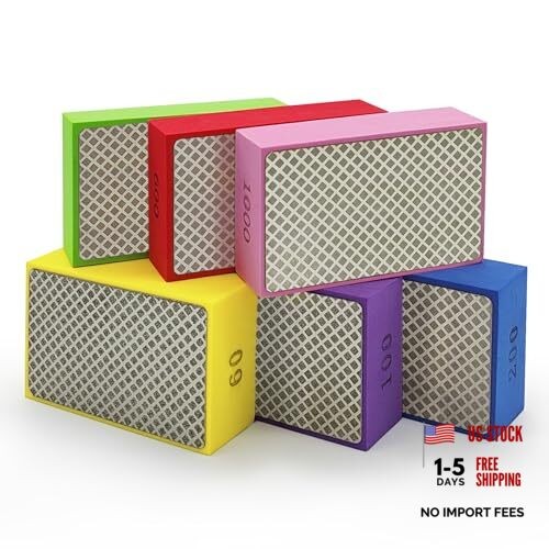 6 Pack Diamond Polishing Pads, Diamond Sanding Blocks for Tile Glass 6PCS