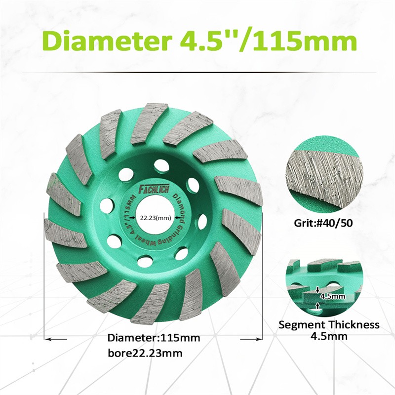 FACHLICH 1pc 4.5inch/115mm Diamond Turbo Sintered Grinding Wheel Grinding Disc