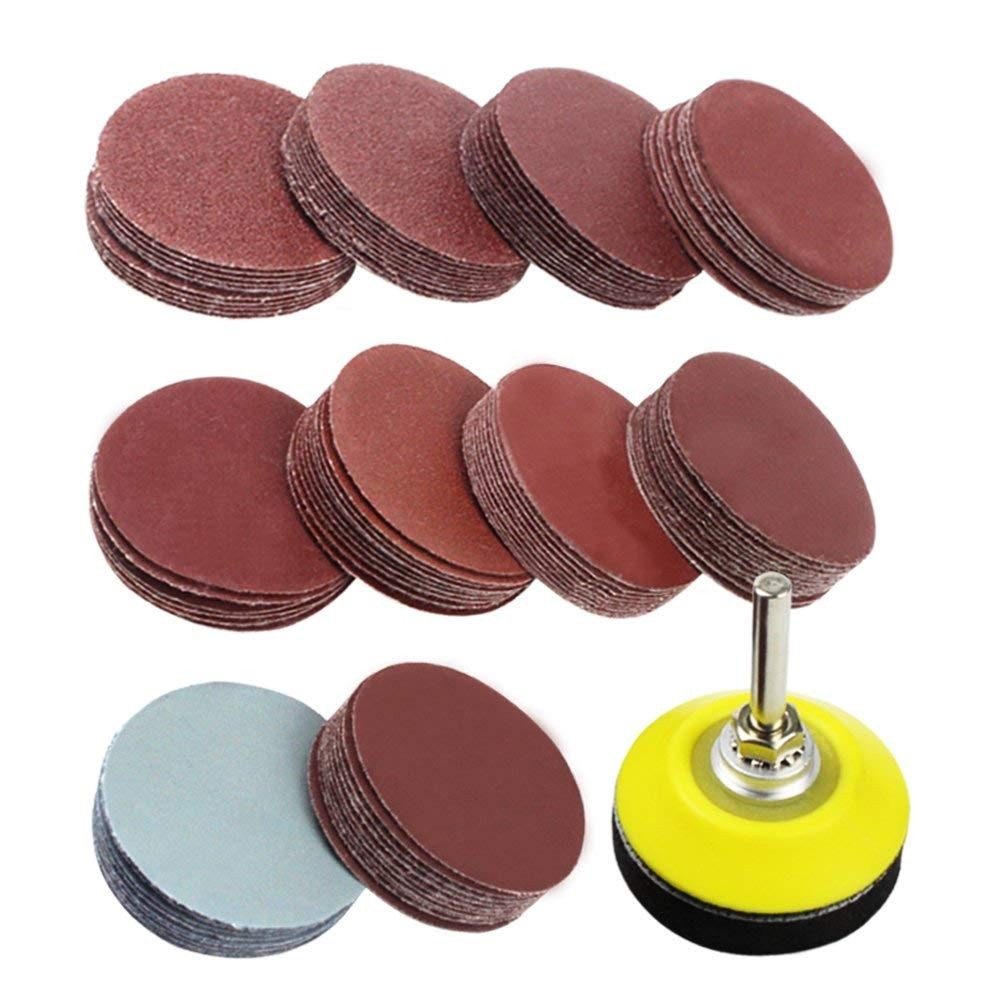 100 Pcs 2″ Drill Sander Attachment with Backer Plate 1/4 Inch Shank Sanding Pad
