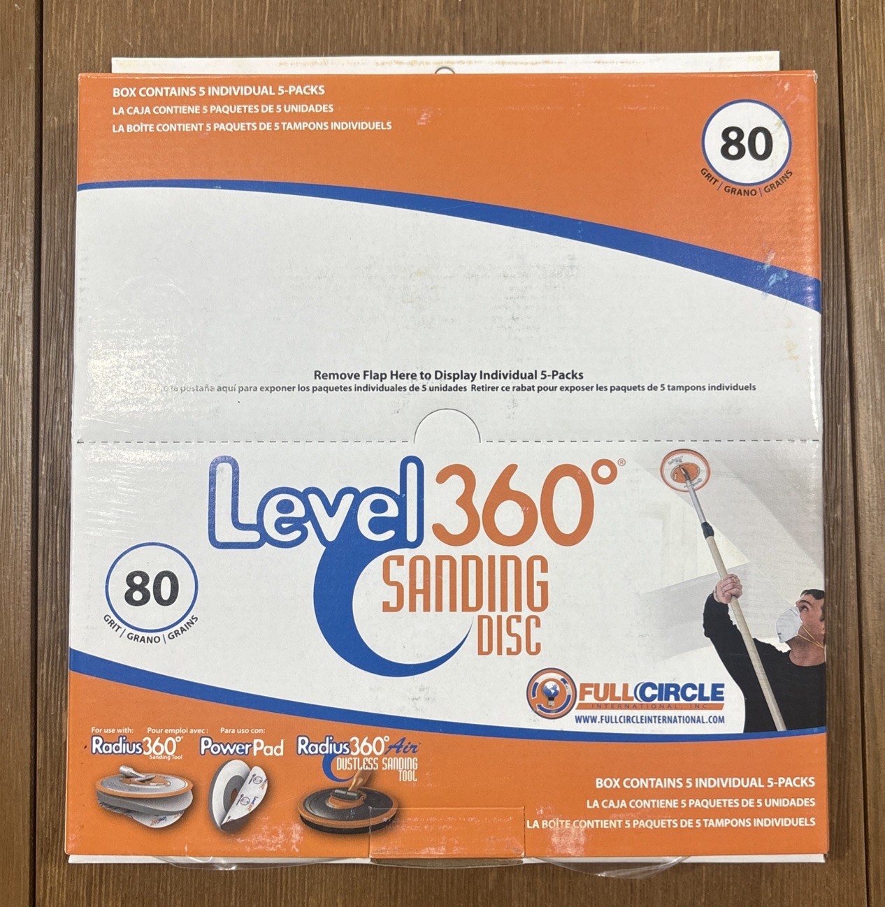LEVEL 360 Sanding Disc 80 Grit – Case Of 5 X 5 Packs (25 Discs) – Use W/ PC7800