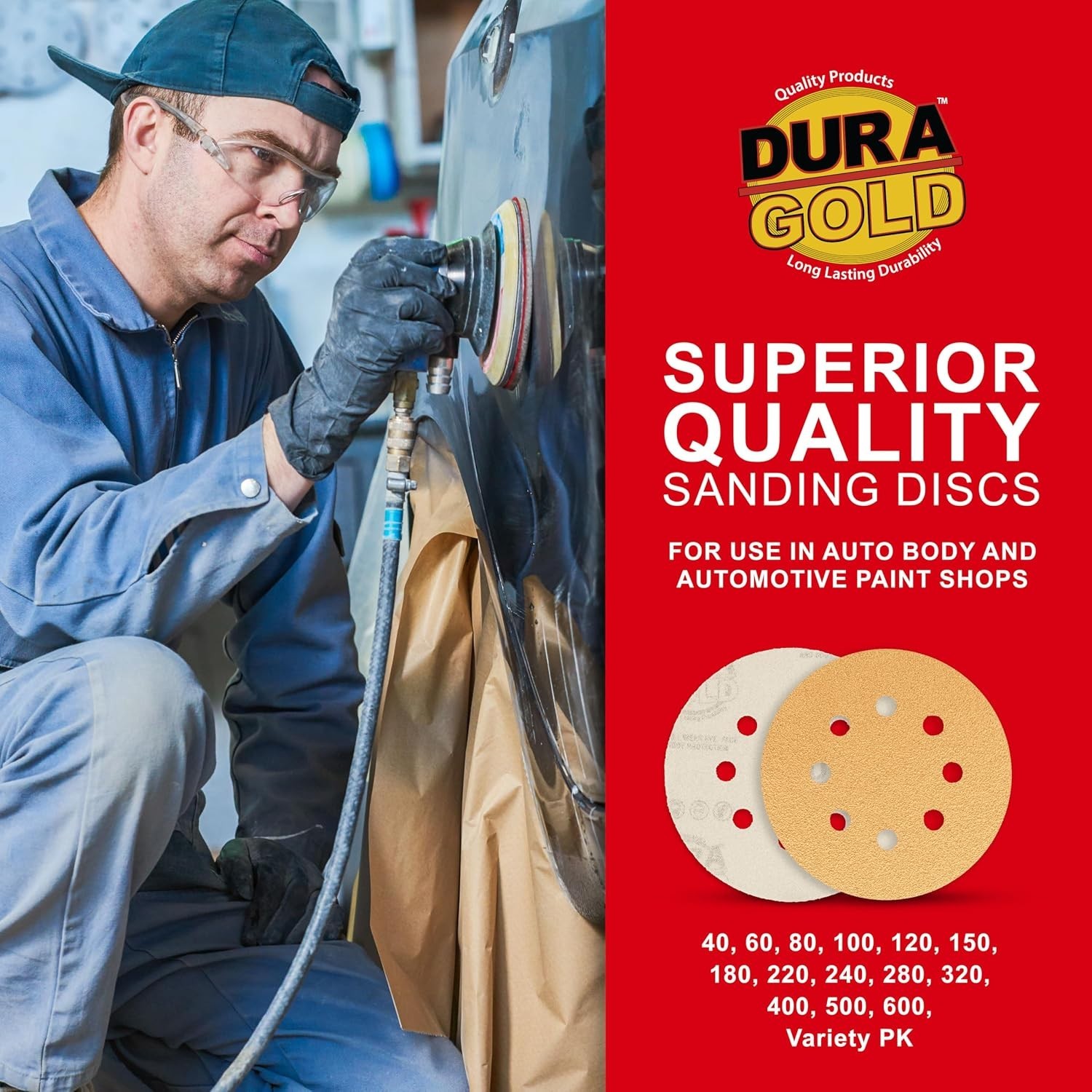 5″ Gold Sanding Discs Variety Pack – 50 Count for Dustless Performance