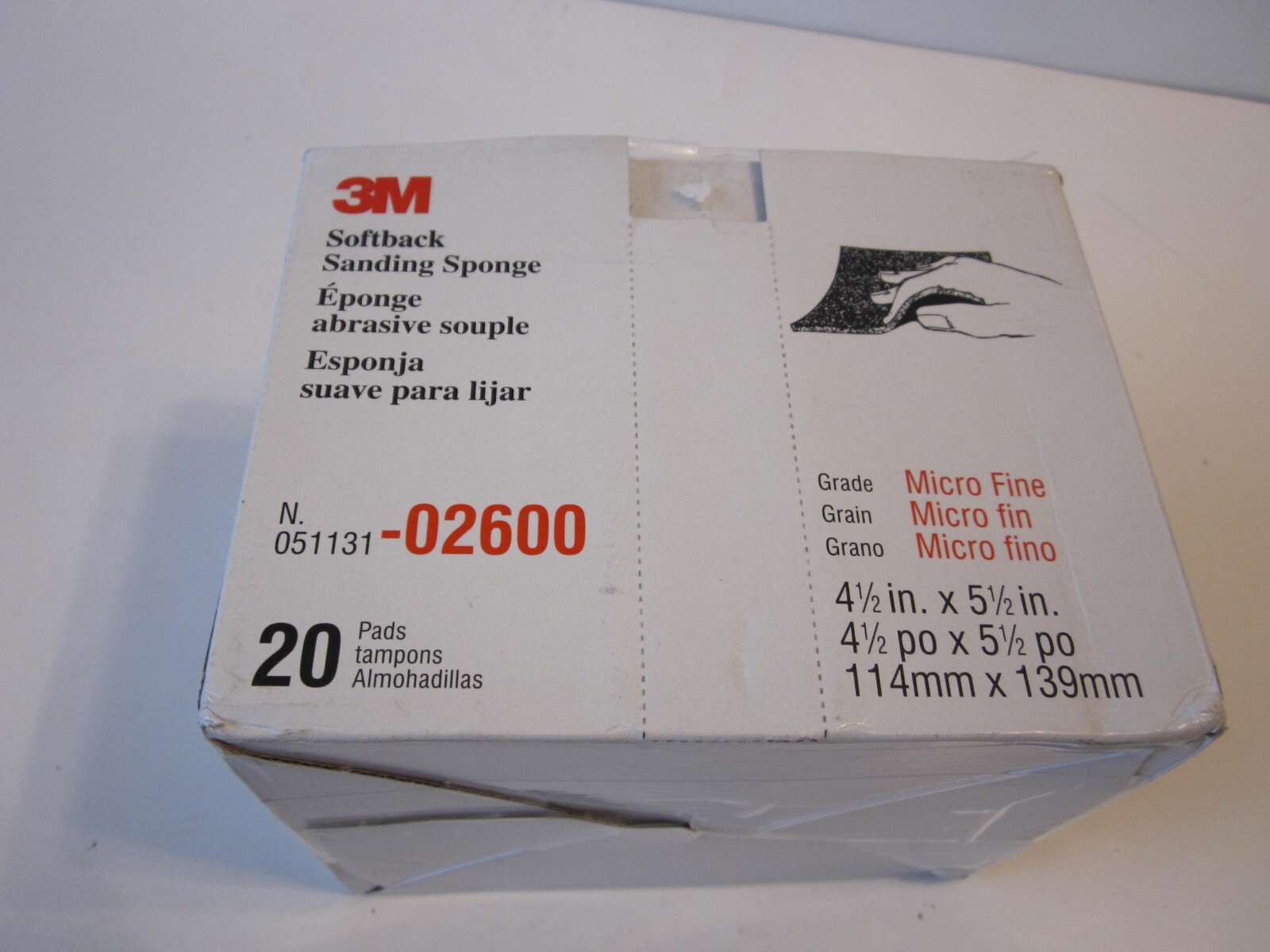3M Softback Sanding Sponge 02600, 4 1/2 x 5 1/2 in, 20 Pack, Microfine