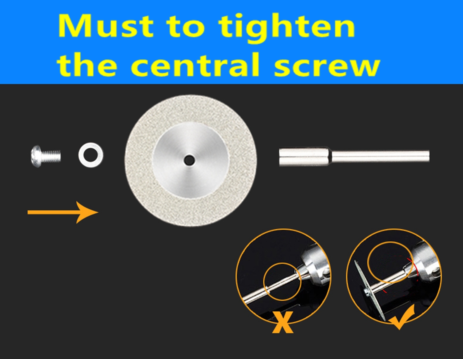 10Pcs Diamond Cutting Wheel 16mm with Mandrel (3mm) 2pcs for Dremel Rotary Tools